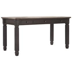 Bm190088 Rectangular Two Tone Wooden Desk With Turned Legs & Three Drawer - Brown & Gray - 60 X 28 X 30.38 In.