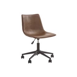 Bm190090 Metal Swivel Chair With Faux Leather Upholstery & Adjustable Seat - Brown & Black - 19.5 X 18 X 34.25 In.