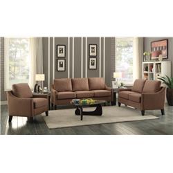 Bm193871 Linen Fabric Upholstered Wooden Three Seater Sofa With Nail Head - Brown - 68.31 X 31.3 X 36.02 In.
