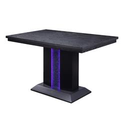 Bm193905 Rectangular Wood & Glass Counter Height Table With Led Light - Black - 60 X 36 X 36 In.
