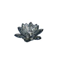 Bm190357 Decorative Crystal Lotus Votive Candle Holder - Blue - 6 X 6 X 2.25 In.