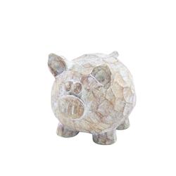 Bm188045 Resin Constructed Patterned Pig Figurine With Intricate Detailing - Brown