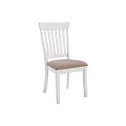 Bm194773 Wooden Dining Side Chair With Polyester Upholstered Seat - White & Brown - Set Of 2 - 21.5 X 19.25 X 39.75 In.