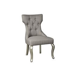 Bm194775 Polyester Upholstered Wooden Dining Side Chair With Cabriole Legs - Silver - Set Of 2