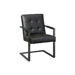 Bm194855 Button Tufted Leatherette Chair With C Frame Metal Base - Black & Gray - Set Of 2 - 27.25 X 23.75 X 36.25 In.