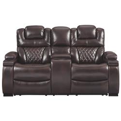 Bm194822 Polyester Upholstered Metal Power Reclining Loveseat With Console & Adjustable Headrest - Brown - 39 X 72 X 44 In.
