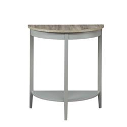 Bm191264 Wooden Half Moon Shaped Console Table With One Open Bottom Shelf - Oak Brown & Gray - 25.5 X 12.8 X 28 In.