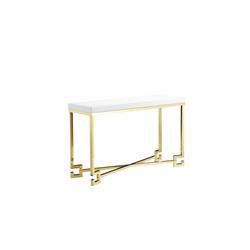 Bm191459 Wooden Console Table With Designer Metal Feet & X Crossed Support - White & Gold - 16 X 53 X 31 In.
