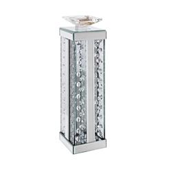 Bm195997 Wood & Glass Candle Holder With Faux Crystal Studs, Large, Clear - Set Of 2