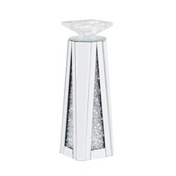 Bm195998 Wood & Glass Candle Holder With Faux Crystal Inserts, Small, Clear - Set Of 2