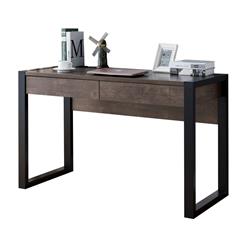 Bm196205 Rectangular Wooden Desk With Electric Outlet & Sled Leg Support, Black & Brown
