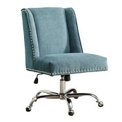 Bm143953 Height Adjustable Swivel Office Chair With Metal Base, Blue & Silver - 37 X 24 X 26 In.