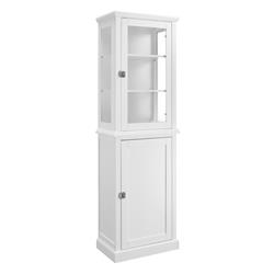 Bm144164 Free Standing Wood & Glass Cabinet With Spacious Storage, White - 68.31 X 21.65 X 13.39 In.
