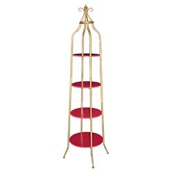 Bm197220 Wooden Cathedral Shelf With Metal Tubular Frame, Gold & Red - 72 X 16.13 X 16.13 In.