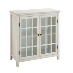 Bm144072 Wooden Two Door Cabinet With Four Storage Compartments, White - 38 X 36 X 15.75 In.