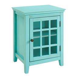 Bm144073 Wooden Single Door Cabinet With Two Storage Compartments, Blue - 26 X 20 X 15.75 In.