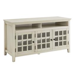 Bm144076 Three Door Wooden Media Cabinet With Two Open Shelves, White - 27 X 48 X 20 In.