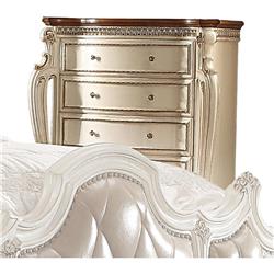 Bm185476 Five Drawer Chest With Carved Detail & Cabriole Legs, Antique Pearl - 55.12 X 20.87 X 46.06 In.