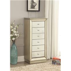 Bm177737 Wood Jewelry Armoire Having 6 Drawers With Mirror Front, Gold - 38.25 X 12.25 X 18 In.