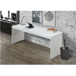 Bm194211 Wooden Rectangular Desk With Sled Base & Caster Wheels, White - 29.53 X 23.62 X 77.95 In.