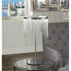 Bm194214 Contemporary Metal Table Lamp With Adjustable Led Light & Beaded Drum Shade, Silver - 22.5 X 11.75 X 11.75 In.