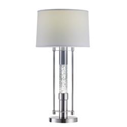 Bm194219 Contemporary Metal Table Lamp With Fabric Drum Shade, Silver & White - 31.5 X 15 X 15 In.