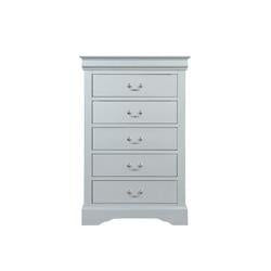 Bm194251 Traditional Style Five Drawer Wooden Chest With Bracket Base, Gray - 47.76 X 17.52 X 31.69 In.