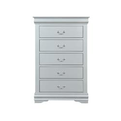 Bm194254 Spacious Five Drawer Wooden Chest With Bracket Base, Gray - 47.44 X 15.43 X 31.22 In.