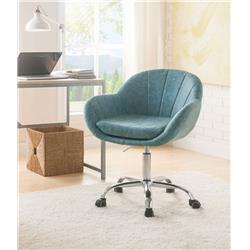 Bm194301 Tufted Leatherette Swivel Office Chair With Adjustable Height, Blue & Silver - 31 X 27 X 28 In.