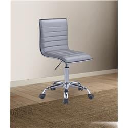 Bm194307 Armless Leatherette Swivel Office Chair With Adjustable Height & Metal Base, Silver - 37 X 20.5 X 17.7 In.