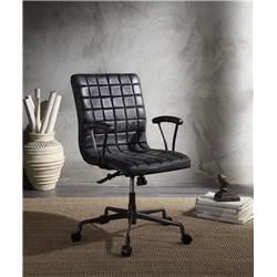 Bm194319 Metal Framed Leatherette Office Chair With Padded Armrests & Adjustable Height, Black & Gray - 36 X 24.02 X 25.2 In.