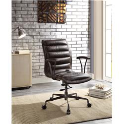 Bm194320 Tufted Leatherette Office Chair With Adjustable Metal Base & Padded Armrest, Brown & Gray - 38 X 27.95 X 25.2 In.