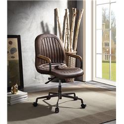 Bm194321 Height Adjustable Metal Office Chair With Tufted Leatherette Upholstery & Castors, Brown & Gray - 39 X 25.2 X 25.2 In.