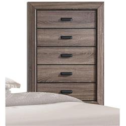 Bm185444 Five Drawer Chest With Scalloped Feet, Weathered Gray Grain - 50.16 X 16.54 X 33.07 In.
