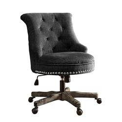 Bm143947 Wooden Office Chair With Button Tufted Backrest, Gray & Brown - 35 X 23 X 26.75 In.
