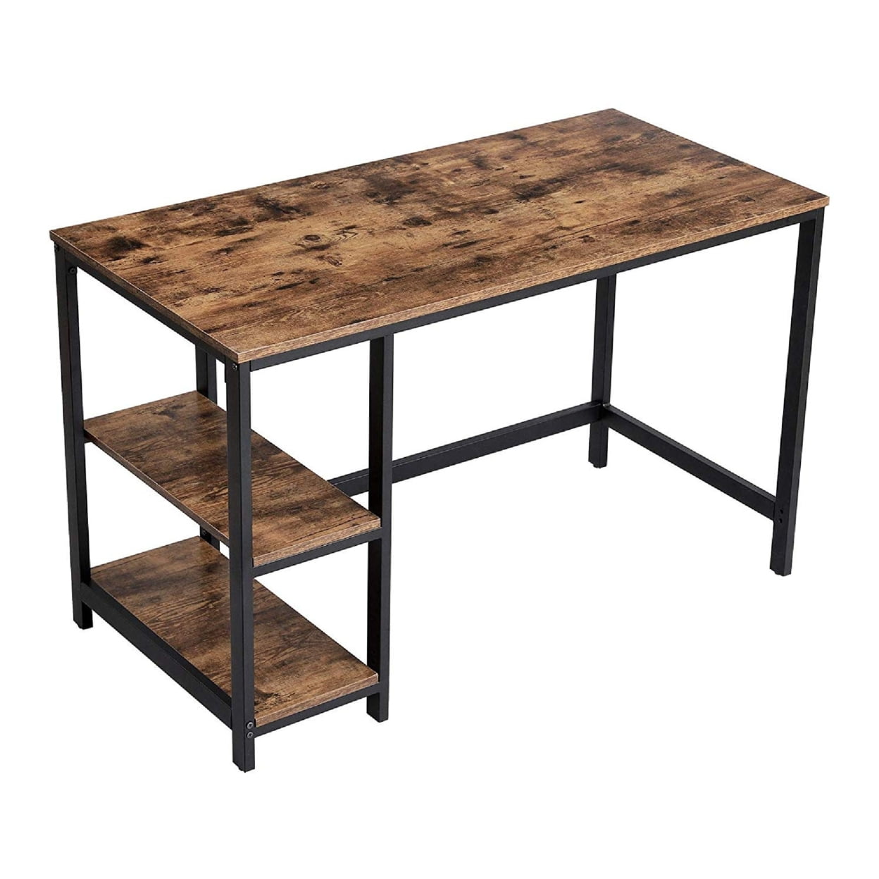 Bm197491 Industrial 47 In. Wood & Metal Desk With 2 Shelves, Black & Brown - 29.5 X 23.6 X 47.2 In.