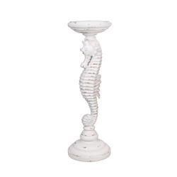 Bm205069 Polyresin Seahorse Shaped Decorative Candle Holder, White - Small