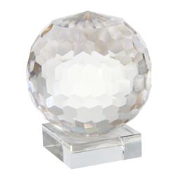 Bm205119 Faceted Crystal Orb With Rectangular Support, Clear - Large