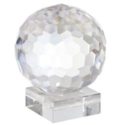 Bm205120 Faceted Crystal Orb With Rectangular Support, Clear - Small