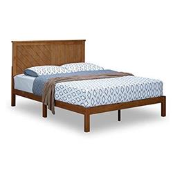 Bm203423 Queen Size Anti Skid Wooden Bed Frame With Headboard, Natural Brown