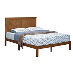 Bm203424 King Size Anti Skid Wooden Bed Frame With Headboard, Natural Brown