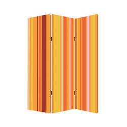 Bm26530 3 Panel Canvas Screen With Bright Stripe Print, Yellow & Red