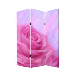 Bm26537 3 Panel Foldable Canvas Screen With Rose Print, Pink