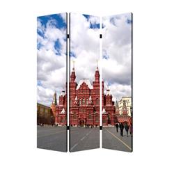 Bm26544 Russian Tower Print Foldable Canvas Screen With 3 Panels, Multi Color