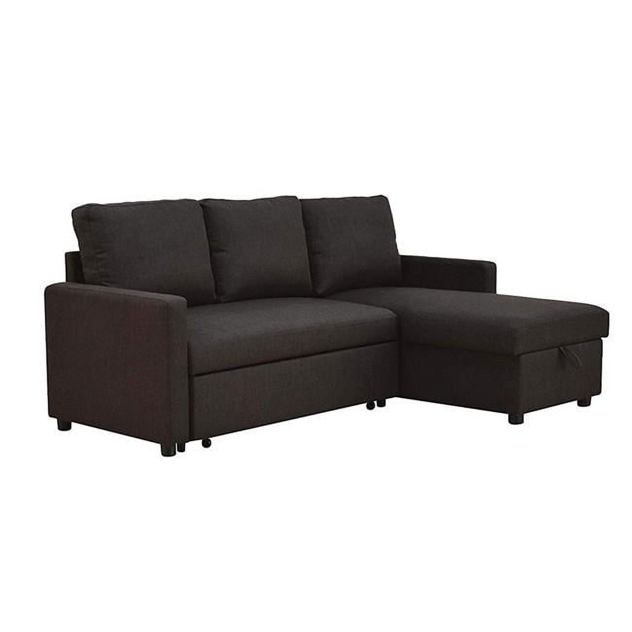 Bm196865 Fabric Upholstered Sectional Sofa With Pull Out Sleeper & Hidden Storage, Black