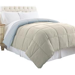 Bm46023 Genoa King Size Box Quilted Reversible Comforter, Gray & Blue