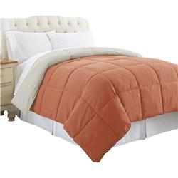 Bm46047 Genoa King Size Box Quilted Reversible Comforter, Orange & Gray