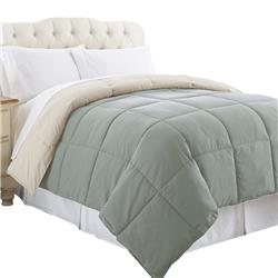 Bm202058 Genoa King Size Box Quilted Reversible Comforter, Gray & Beige