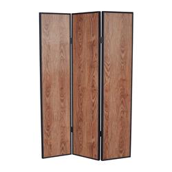 Bm26601 3 Panel Foldable Wooden Screen With Grain Details, Brown