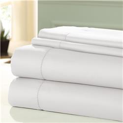 Bm202492 Nancy 1200 Thread Count Twin Size Cotton Sheet Set, White - 4 Piece